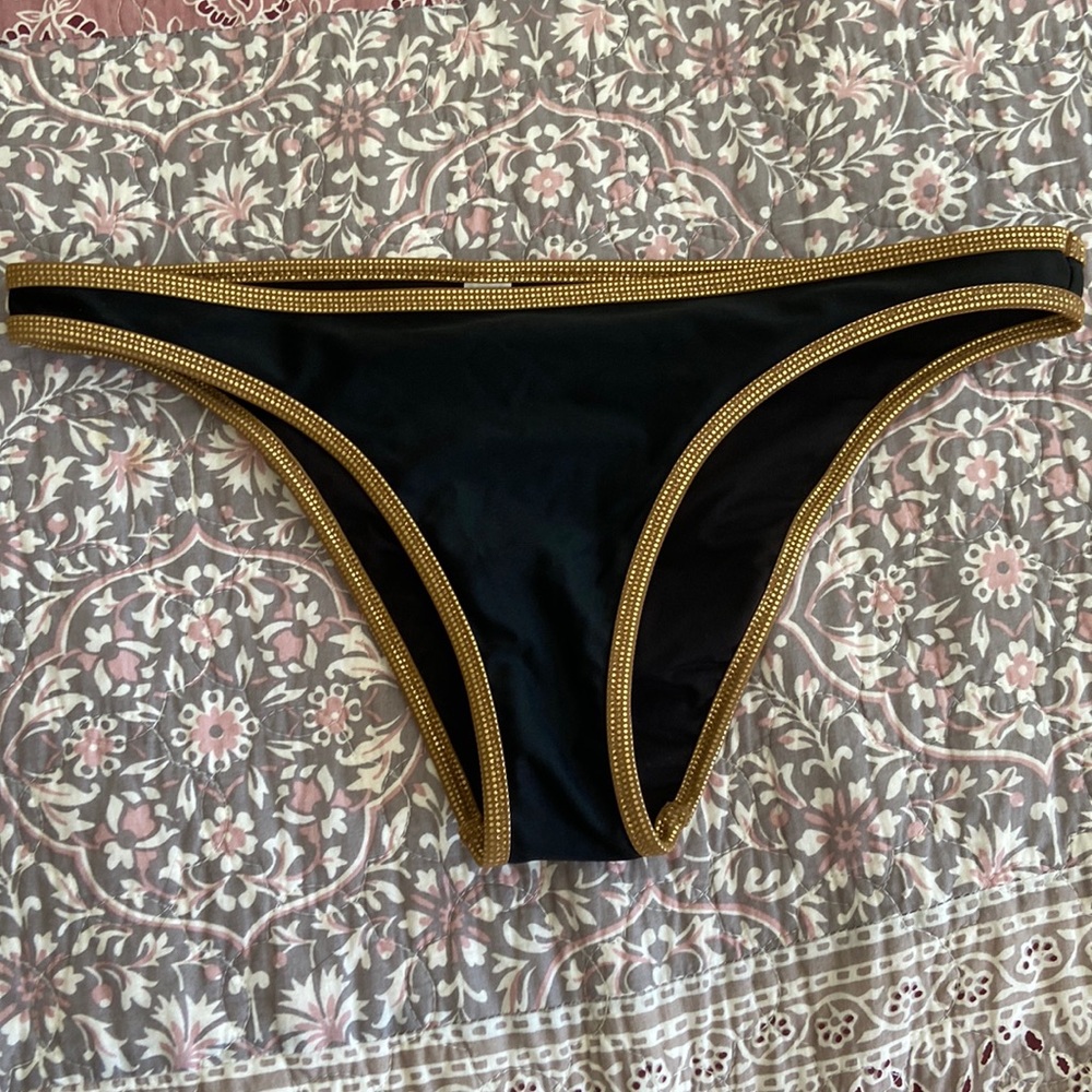AERIE Black and gold lined bikini bottoms